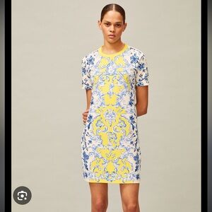 Tory Burch Printed Tshirt Dress Crew Neck Mini